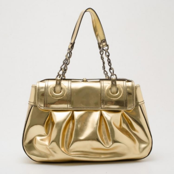 FENDI Gold Mirrored Leather B Shoulder Bag - Picture 3 of 12